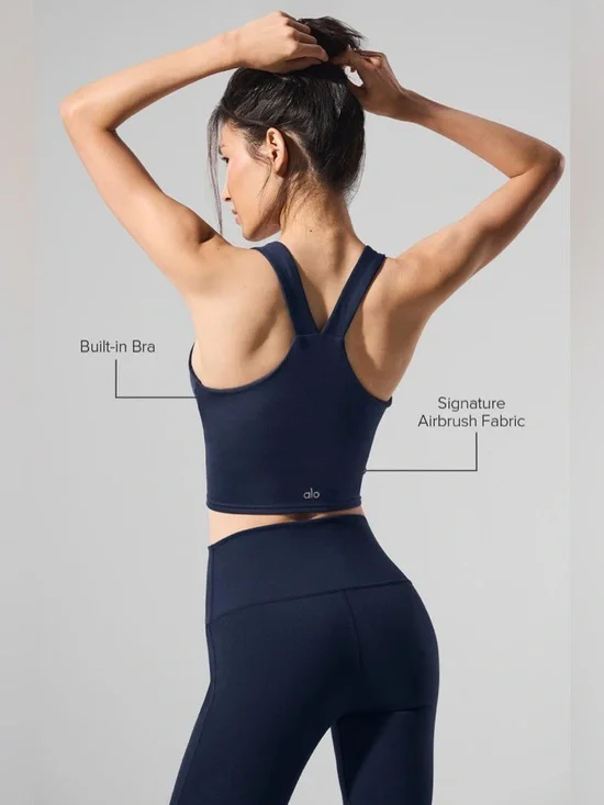 ALO yoga airbrush real bra tank Women's V‑Neck Crop Tank Top - Picture 8 of 8